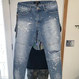 Forever 21 - Edgy ripped jeans with paint splatter